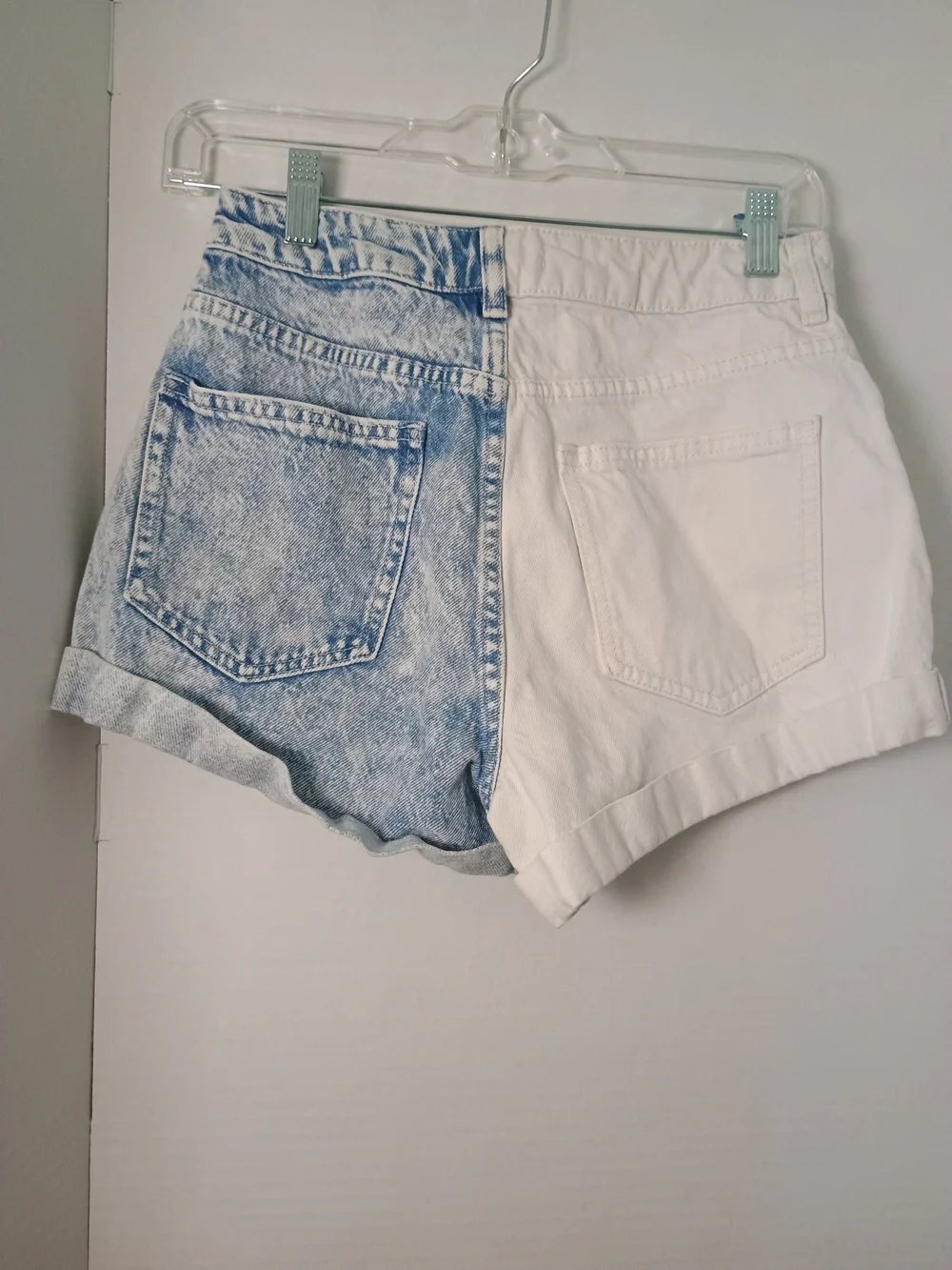 PacSun Color Block Denim Shorts Blue & White